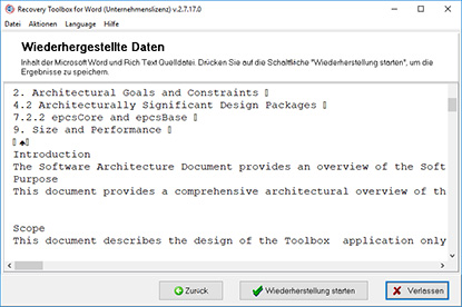 Exportieren der Information in Microsoft Word oder ihr Speichern in eine Textdatei