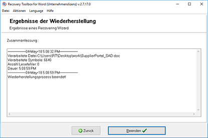 Einsehen der Ergebnisse des Exportierens