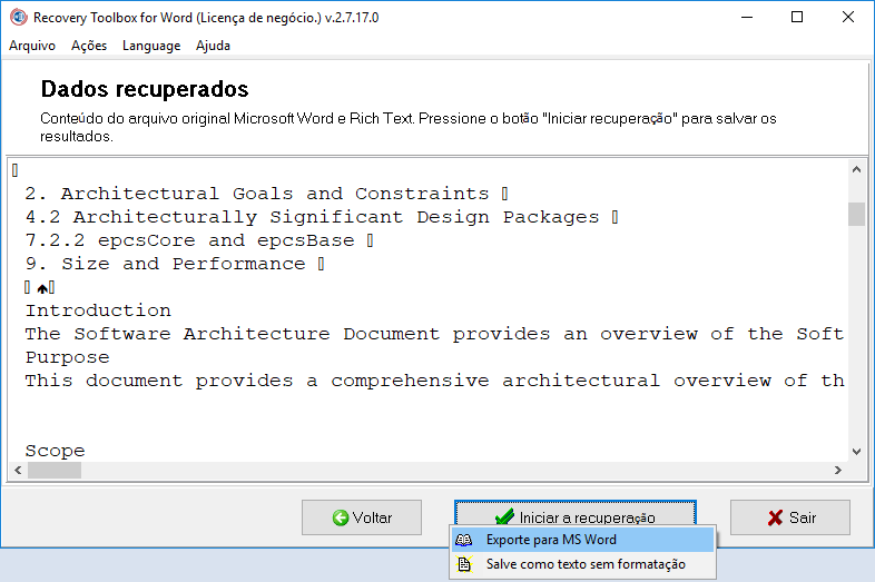 Programa de correção do Microsoft Word