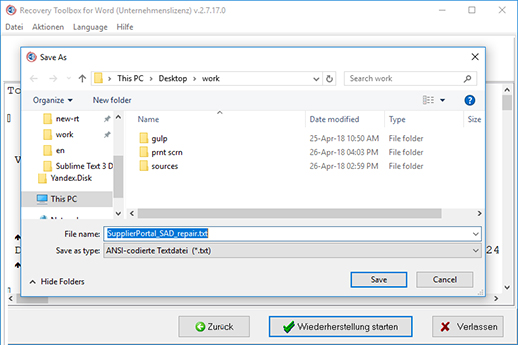 wie man Microsoft Word wiederherstellt Text repariert gespeicherte Datei