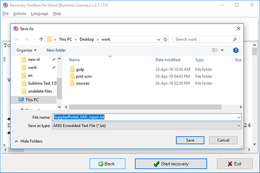 how to Microsoft Word recover text repair saved file